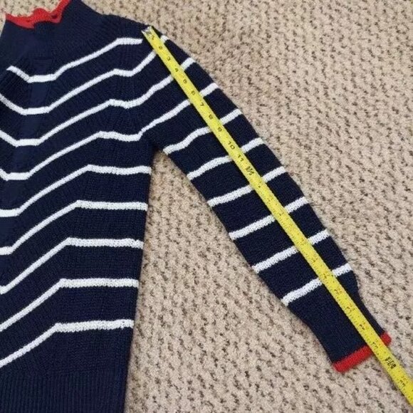 Crown & Ivy Women's Crochet Sweater Blue with White Stripes size XS - Picture 12 of 14